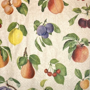 3 serviettes de découpage, dessin de fruits naturels, 13 "x 13" dépliées