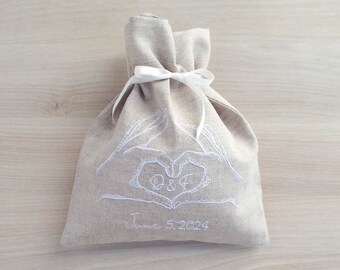 Hochzeitsgeschenk für jüdisches Paar Hochzeit Dusche Geschenk für das Brechen der Glaszeremonie Naturleinen Smash Tasche personalisiert für jüdischen Bräutigam