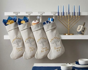 Gift for Hanukkah Hanunuka Stocking Personalized Chrismukkah Stocking Menorah Stocking  Personalized Hanukkah Gift Mixed Faith Holiday Decor
