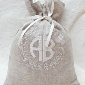 Wedding Gift For Jewish Couple Wedding Shower gift for Breaking The Bag Ceremony Natural linen Smash bag With Initials For Jewish Groom Gift