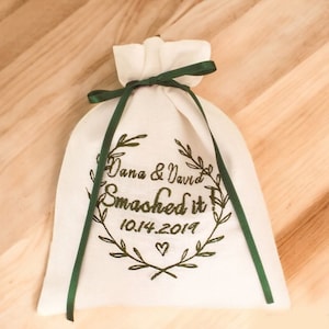 Green Wreath Smash Bag,Jewish Wedding Embroidery Bag,Jewish Favor Bag,Chuppah,Mazel Tov Pouch,Breaking Glass Bag,Jewish Ceremony,Judaica