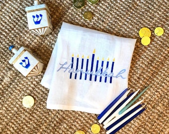 Hanukkah Hand Towel,Hanukkah Tea Towel,Hanukkah Party,Menorah,Hanukkah gift,Hanukkah Present,Jewish Kitchen,Menorah Tea Towel,Hanukkah Decor