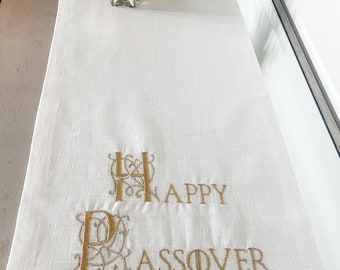 Złoty haftowany bieżnik paschalny, Pascha, Lel Haseder, Seder, Pessach, tradycja żydowska, Pessach, prezent paschalny, stół sederowy, stół paschalny