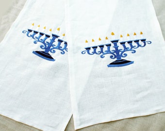 Camino de mesa de Janucá Que haya luz Camino de mesa Menorá azul Decoración de mesa de Janucá Regalo de Janucá Regalo judío Judaica moderna