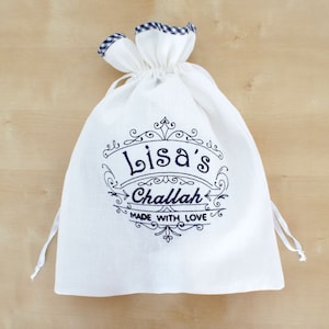 Personalized Challah Bag,Personalized Linen Challah Bag,Jewish Mother,Embroidered Challah Bag,Jewish Cook,Jewish Hostess Gift,Jewish Baker
