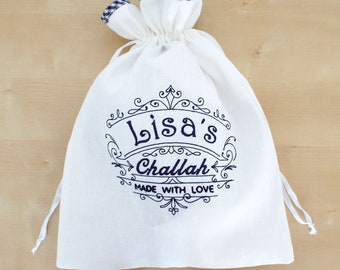 Personalized Challah Bag,Personalized Linen Challah Bag,Jewish Mother,Embroidered Challah Bag,Jewish Cook,Jewish Hostess Gift,Jewish Baker
