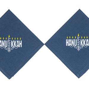 Blue Hanukkah Napkins,Chanuka Napkins,2 napkins,Hanukkah Gift.HanukkahTable,Jewish Gift,Judaica,Jewish Celebrations,Jewish Hostess Gift image 1
