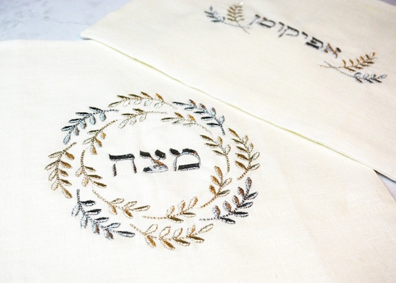 Yair Emanuel Silk Matzah Cover Set - Beautiful Seven Species Design For Passover