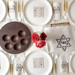 Gift For Jewish Couple  Matzah Cover Afikoman Bag and Table Runner Set Gift for Jewish Holiday Jewish Hostess Gift For Passover Magen David