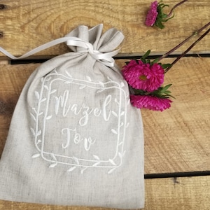 Jewish Engegement Gift For Jewish Couple Wedding Shower gift For Breaking The Bag Ceremony Natural linen Smash bag For Jewish Groom Gift