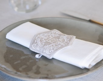 Embroidered Personalized 2 Napkin Holders ,Natural Beig Linen Cotton,Jewish Home Decor,Shabbat Table Shabbat,Jewish hostess Gift,Jewish Gift