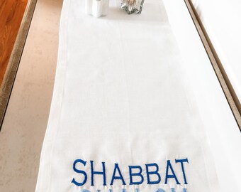 Jewish Couple Gift Table Runner For Shabbat Challah Cover Jewish Gift For Wedding Ceremony Challah Cover Ivory Linen Embroidered Bread Cover