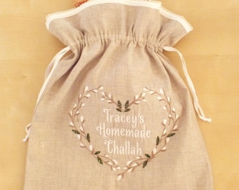 Jewish MotherJewish Mother&#39;s Gift Personalized Linen Embroidered Challah Bag Jewish hostess Jewish Kitchen Jewish Mom Baker Cook