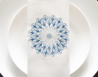 Jewish New Year Embroidered Blue Linen Table Runner For Rosh Hashanah Shana Tovah Table Centrepiece High Holidays Jewish Gift Tablescaping