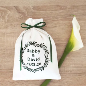 Green Leaves Wreath,Smash Bag,Jewish Wedding,Embroidered Groom Bag,Jewish Favor Bag,Chuppah,Mazel Tov Pouch,Breaking Glass Ceremony,Groom