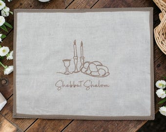 Shabbat Bread Cover Embroidered Challah Cover Spring Flowers Rustic  Linen/Cotton Shabbat Jewish home Jewish Hostess Gift