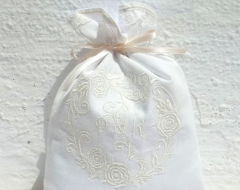 Hochzeitsgeschenk für jüdisches Paar Hochzeit Dusche Geschenk für das Brechen der Glaszeremonie Weiße Smash Tasche Initialen Jüdische Bräutigam Geschenk