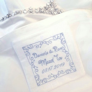 Personalized Tag,Something Blue,Jewish Bride,Jewish Wedding,Embroidered Wedding Gown Label,Custom Bridal Dress Label, Wedding Memento,Linen