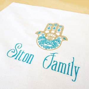 Chamsa Challah Cover,Embroidered Challah Cover,Hamsa Challah Cover,Shabbat Bread Cover,Embroidered Challah Cover,Jewish Wedding Gift,Teal