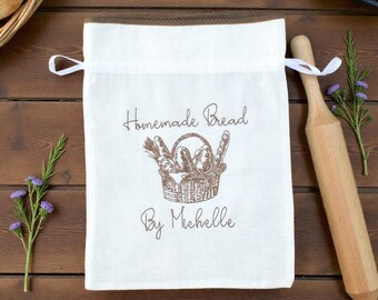 Personalized Bread  Bag Gift For The Bread Maker Bread Bag For Homemade Bread   Reusable Bread Bag Hostess Gift Bead Baker Gift Rustic