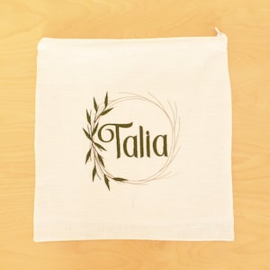女性用タリットバッグセット、タリスバッグ、リネンタリットバッグ、パーソナライズされたグリーン刺繍バッグ、バルミツバギフト、ユダヤ教の結婚祝い、ユダヤ教の祈りのバッグ