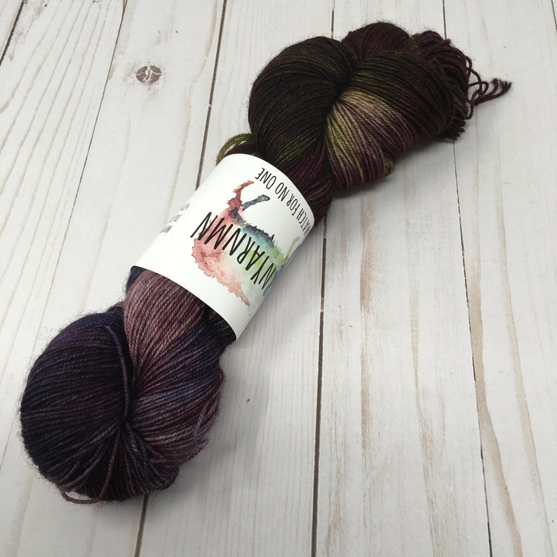 purple green blue Garden Stroll Indie Dyed Yarn on Merino Yak Nylon sock fingering