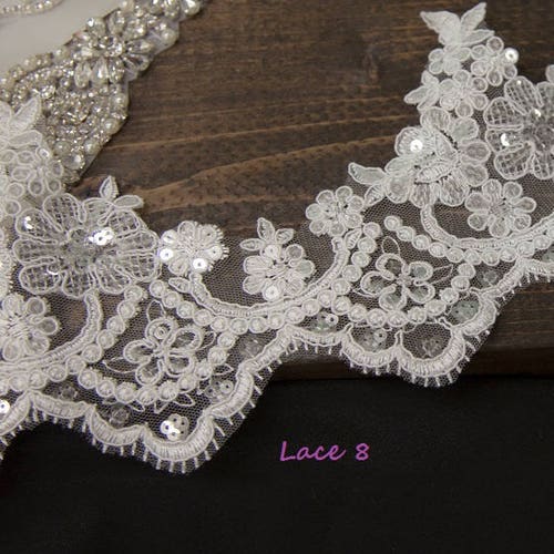 Shops Lace 8 Sequined Lace Veil, Partial Laced to Bust 54