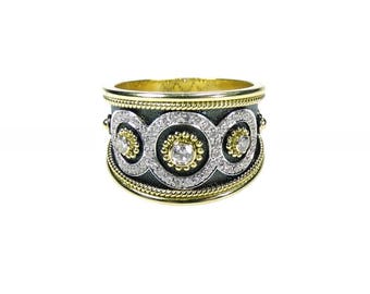 Byzantine Band Diamonds Ring in 18k Yellow Gold