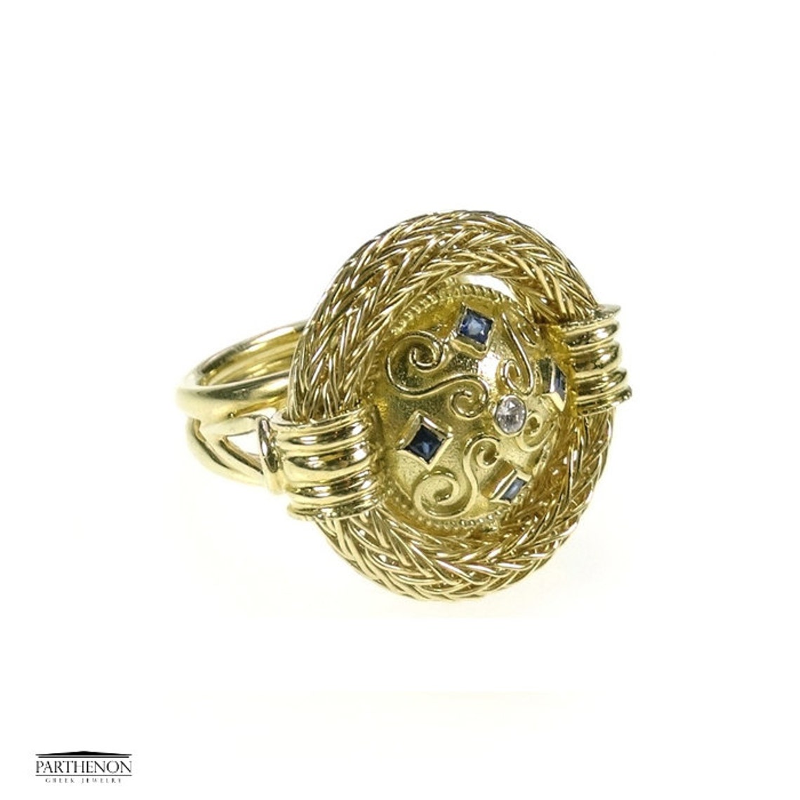 Large Square Chain Ring Handmade Byzantine 18k Solid Gold Etsy