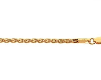 14k Gold Spiga Chain Necklace 2.50mm, Real 14k Gold Chain, 40cm, 45cm, 50cm, Necklace Chain