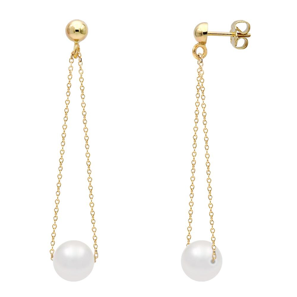 Orecchini da donna in oro giallo 14 kt con perle d'acqua dolce