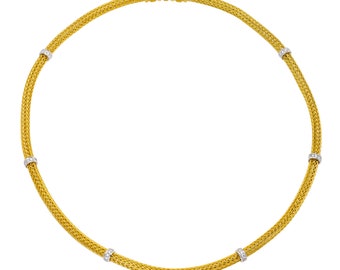 Byzantine Chain Necklace Two Tones k18 Gold Diamonds