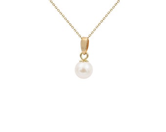 14k Gold Akoya Pearl Pendant Round AAAA 5-5.5mm