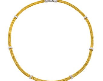 Byzantine Chain 0.4mm Necklace Two Tones k18 Yellow Gold