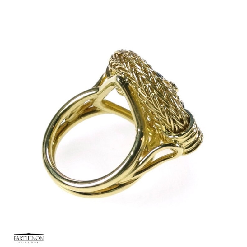 Large Square Chain Ring Handmade Byzantine 18k Solid Gold Etsy