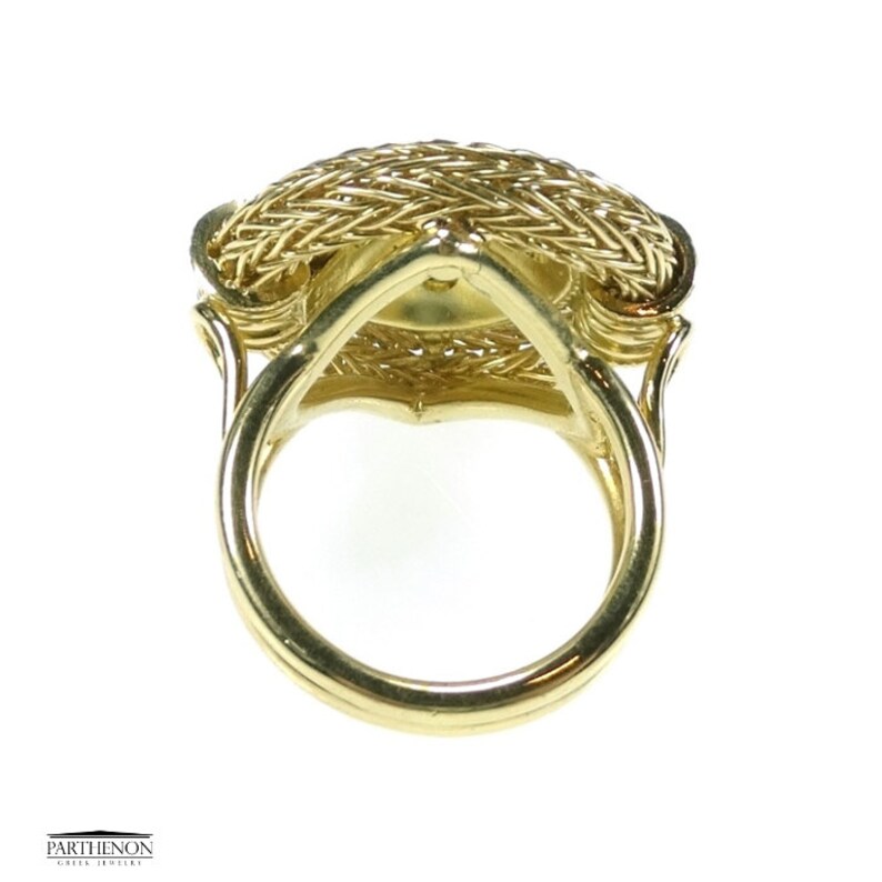 Large Square Chain Ring Handmade Byzantine 18k Solid Gold Etsy