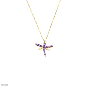 Dragonfly Charm and Chain 14k Yellow Solid Gold, woman's Day