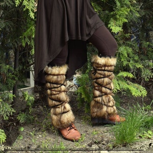 Faux Fur Medieval Leg Warmers Viking Boot Covers Toppers Ren