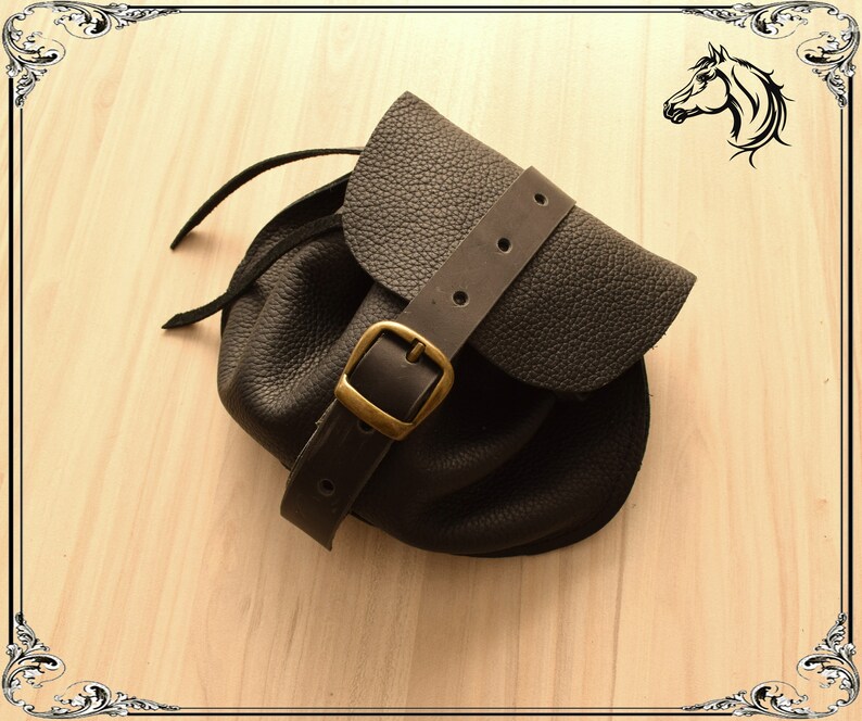 Small Historical Medieval Belt Pouch Black Renaissance Pouch Etsy