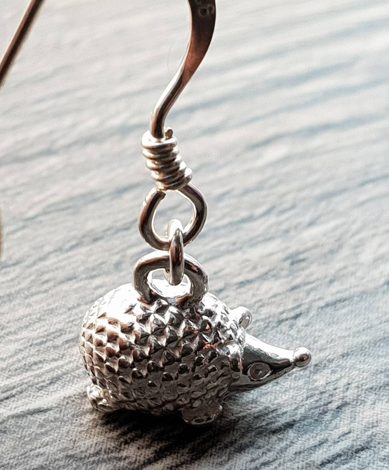 Sterling Silver hedgehog earrings drop earrings 3d animal Etsy