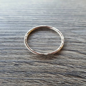 Solid Sterling silver hammered stacking ring