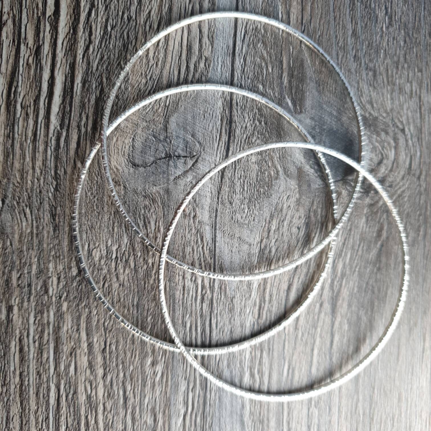 Silver Stacking Bangle, Textured Solid Sterling Silver Bangle - Etsy UK