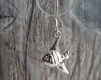 Boucles d'oreilles poisson ange en argent sterling