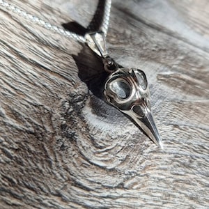 Sterling silver bird skull necklace - Gothic skull pendant