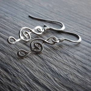 Sterling silver treble clef musical earrings - music earrings - musician