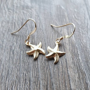 Gold filled starfish drop earrings