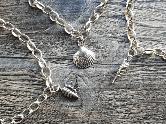 Seaside Shell Charm Bracelet in Sterling Silver - Etsy