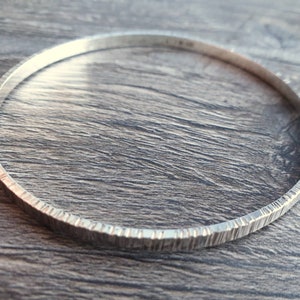 Sterling silver bangle, textured finish solid silver bangle