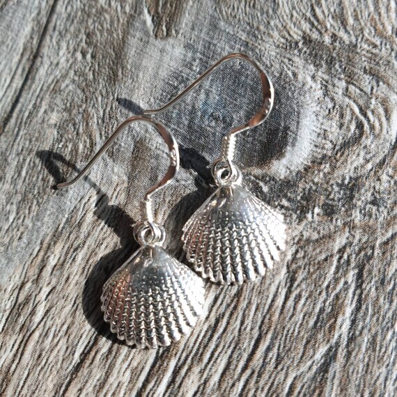 Sterling Silver Clam Shell Earrings Beach Shell Earrings Etsy