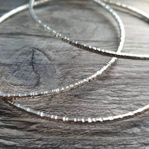 Silver Stacking Bangle, Textured Solid Sterling Silver Bangle - Etsy UK